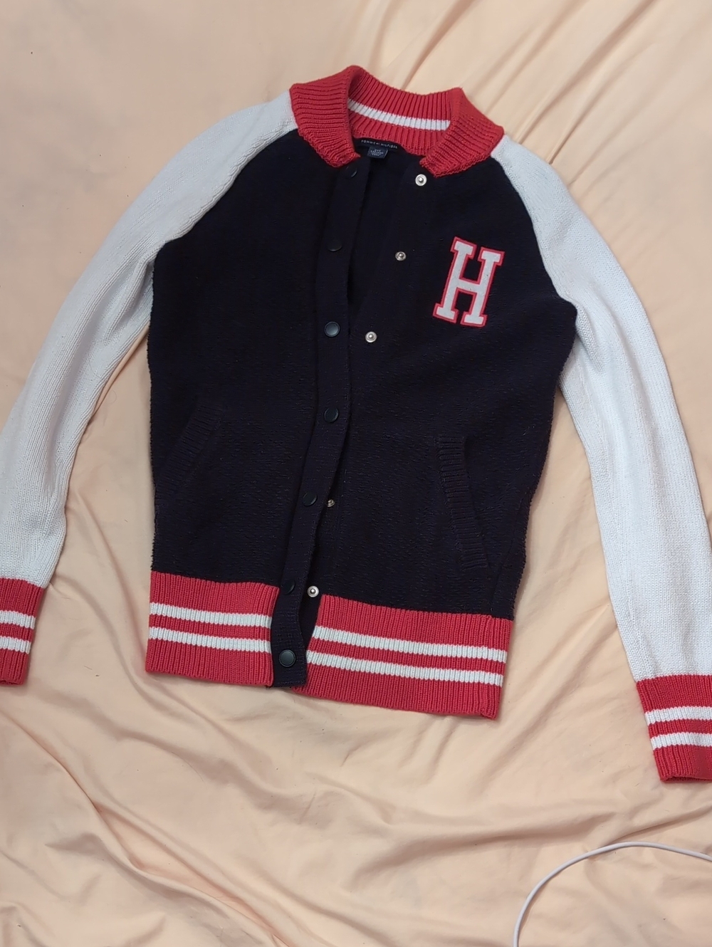 Tommy Hilfiger Navy, White & Red Varsity Knit Bomber